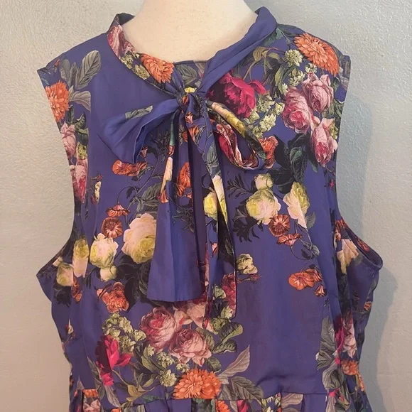 Bea & Dot By ModCloth Sleeveless Floral Dress Lined Pockets Purple Pink Size 4X - Picture 2 of 9